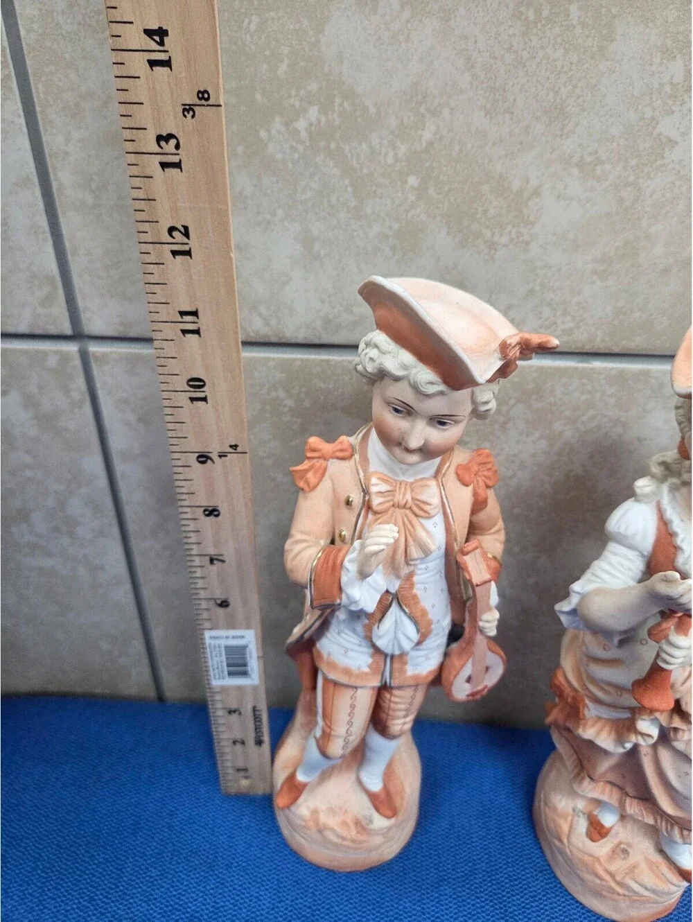 Vintage Victorian Couple Bisque Porcelain Figurines Pair Man Woman Music Rococo